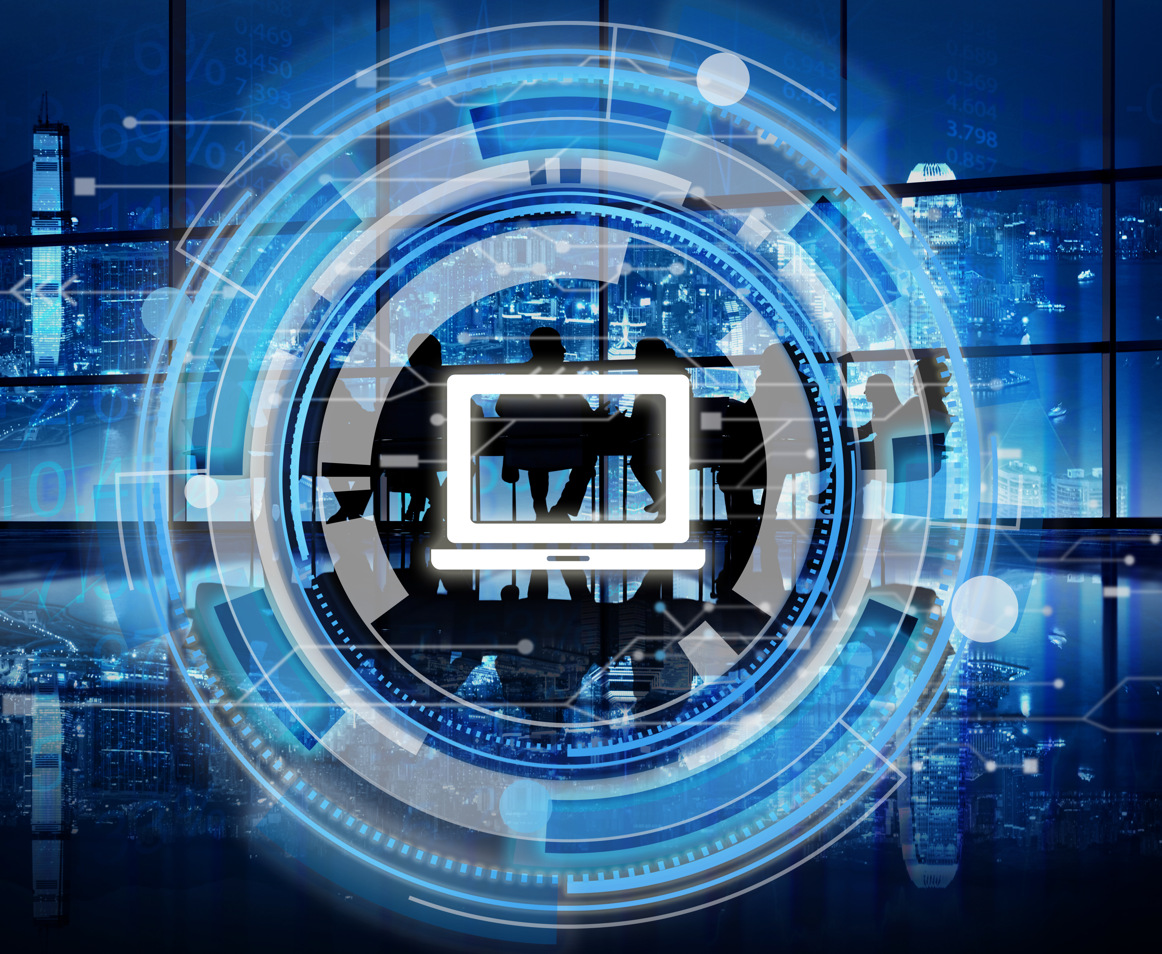 Digital Blue Hud Interface Laptop Concept